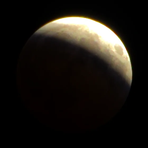 The moon at 22:29, the shadow across half the disc.